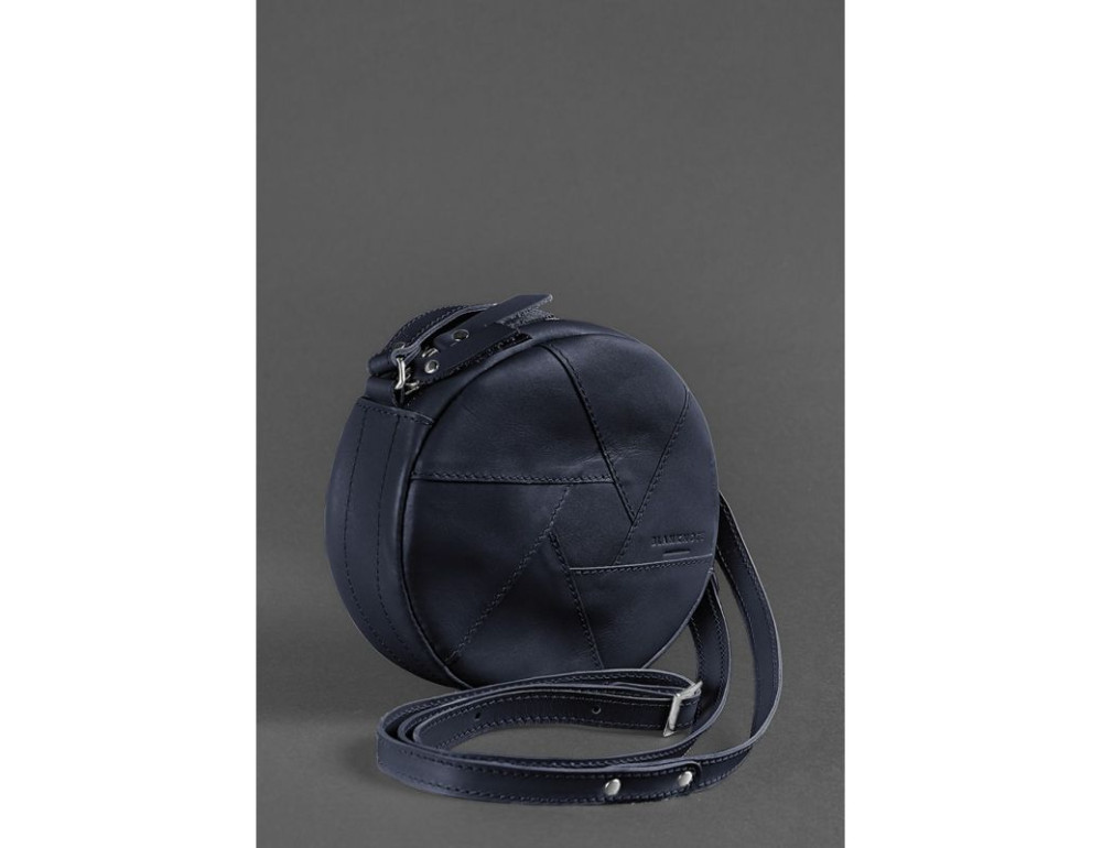 Шкіряна жіноча сумка Бон-Бон темно-синя BN-BAG-11-navy-blue - Фотографія № 3
