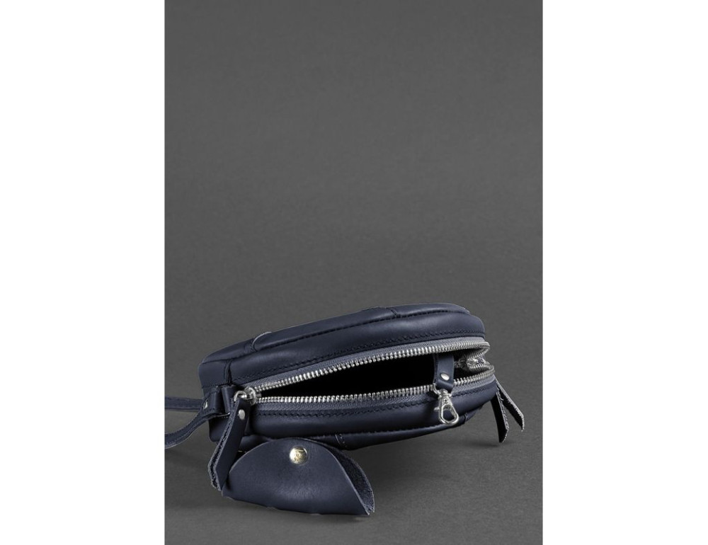 Шкіряна жіноча сумка Бон-Бон темно-синя BN-BAG-11-navy-blue - Фотографія № 4