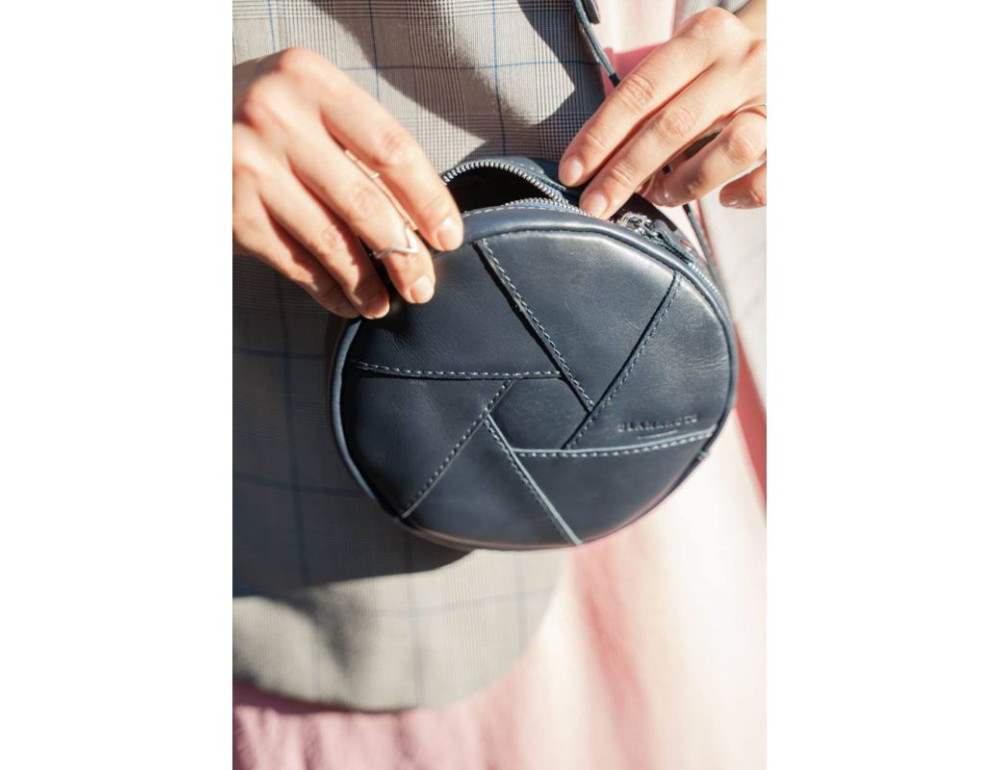 Шкіряна жіноча сумка Бон-Бон темно-синя BN-BAG-11-navy-blue - Фотографія № 6