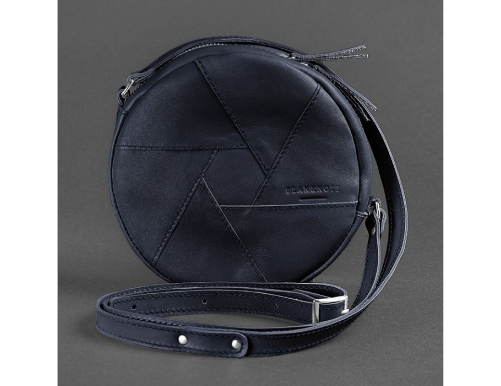 Шкіряна жіноча сумка Бон-Бон темно-синя BN-BAG-11-navy-blue - Фотографія № 7