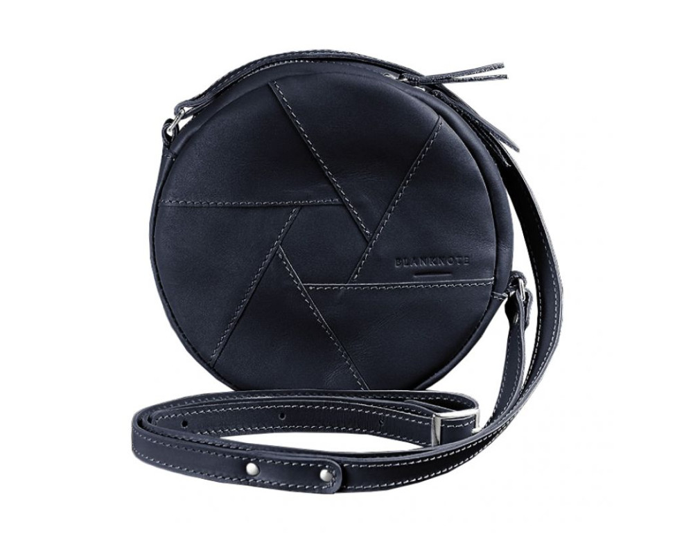 Шкіряна жіноча сумка Бон-Бон темно-синя BN-BAG-11-navy-blue - Фотографія № 8