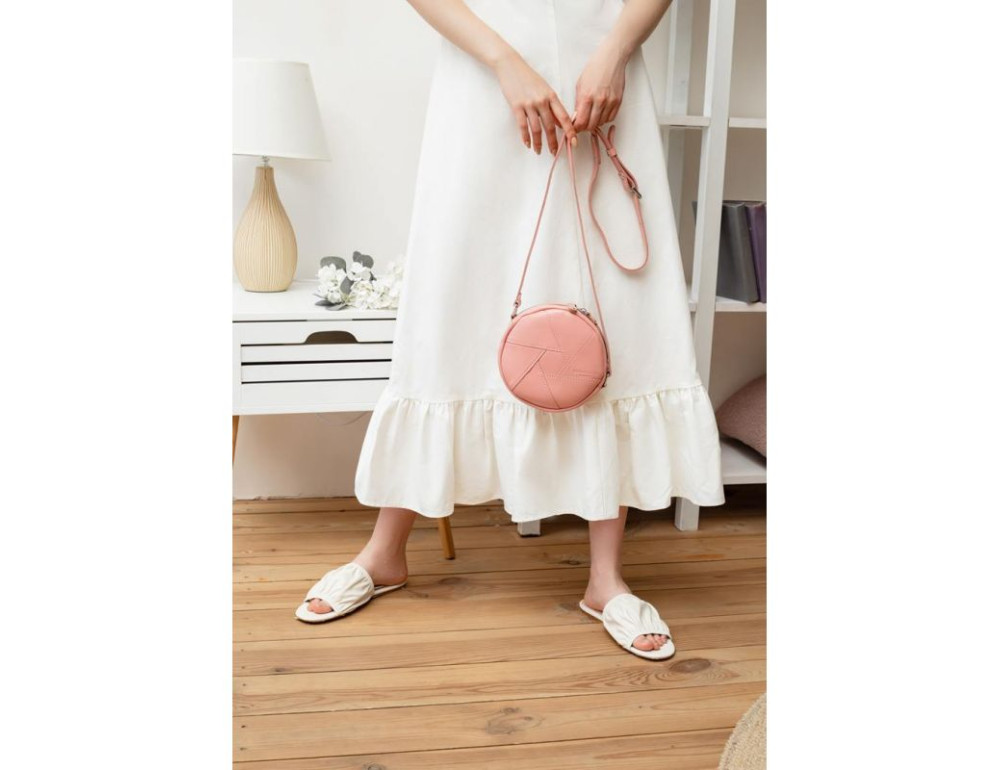 Шкіряна жіноча сумка Бон-Бон рожева BN-BAG-11-pink-peach - Фотографія № 5