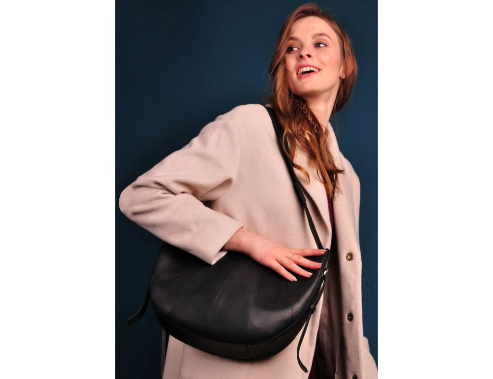 Чорна напівкругла сумка жіноча Blancnote BN-BAG-12-G-KR - Фотографія № 6