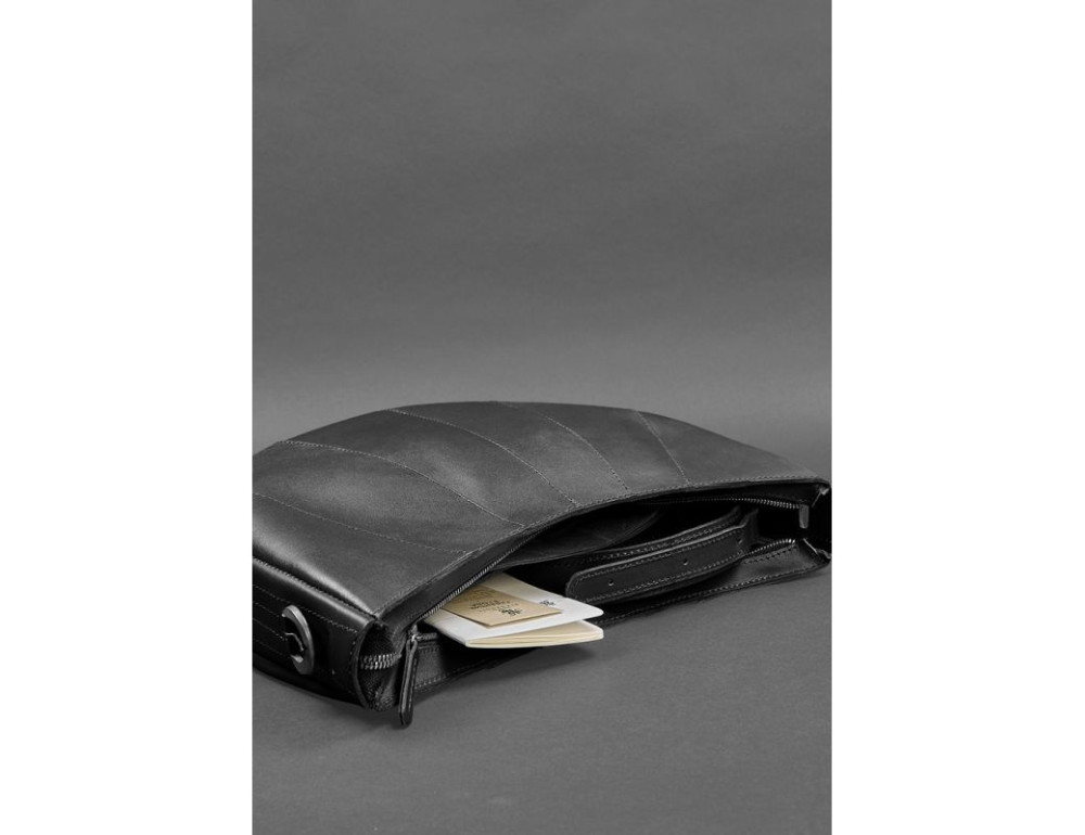 Чорна шкіряна сумка через плече Blancnote BN-BAG-12-G - Фотографія № 4
