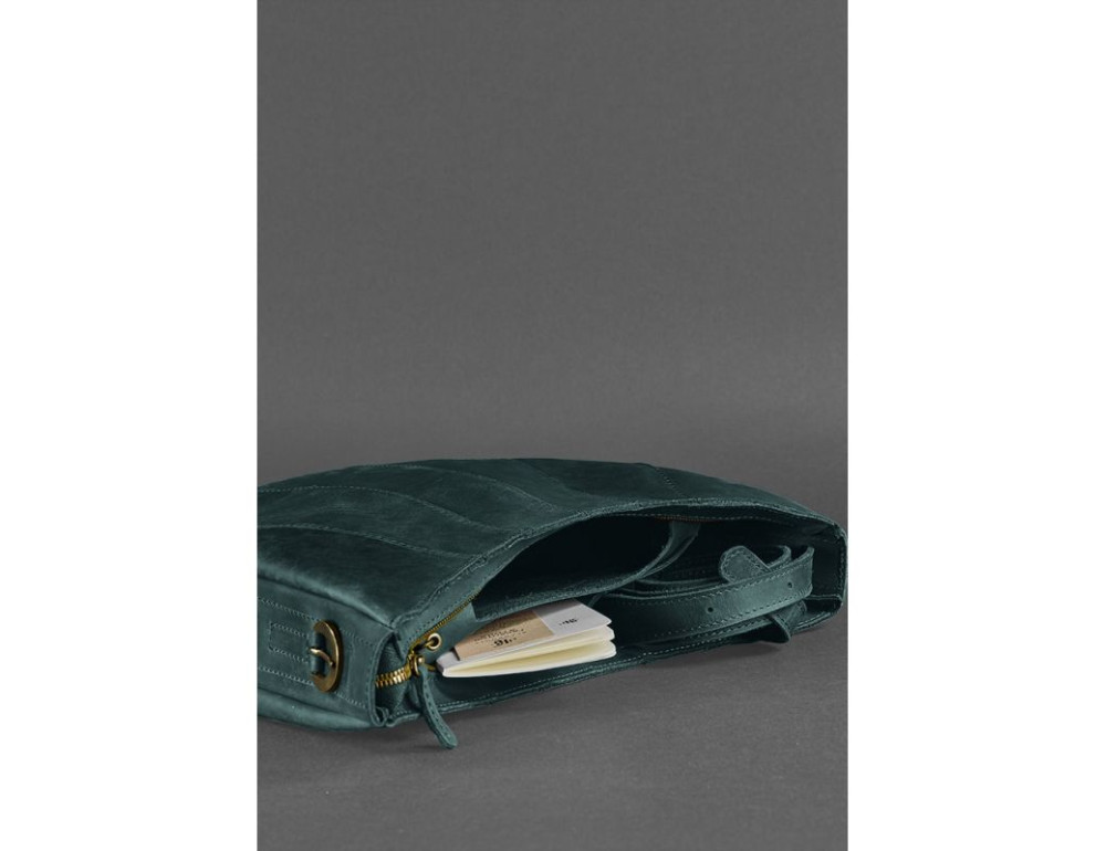 Зелена шкіряна сумка через плече для жінок Blancnote BN-BAG-12-IZ - Фотографія № 4