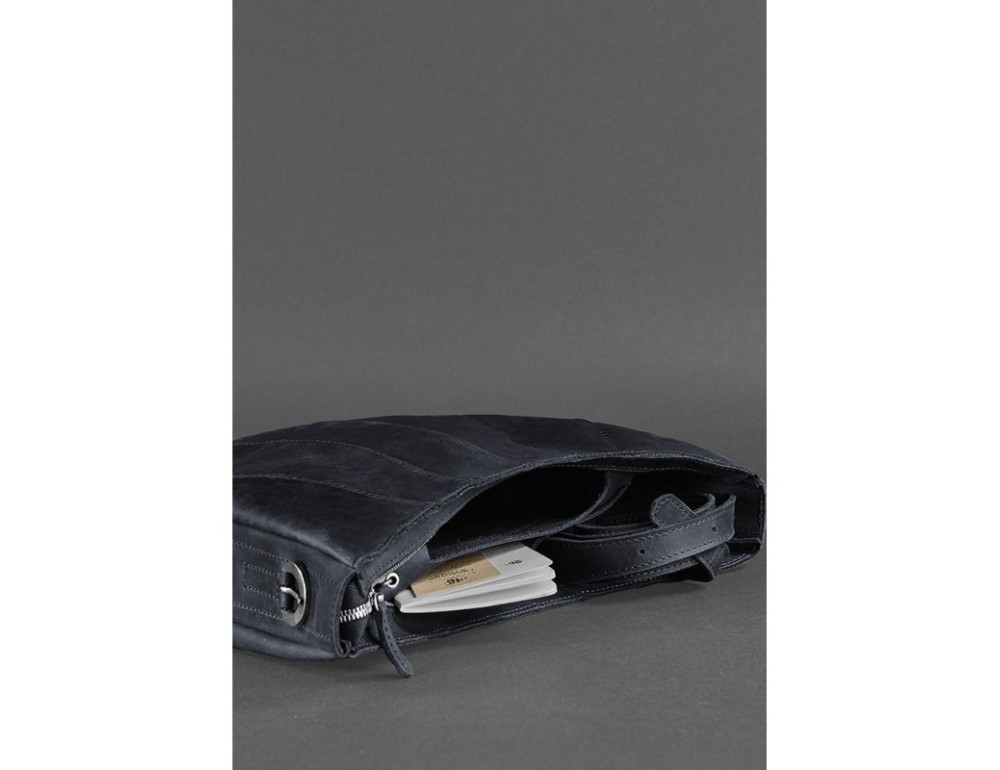 Темно-синя жіноча сумка з натуральної шкіри Blancnote BN-BAG-12-NN - Фотографія № 4