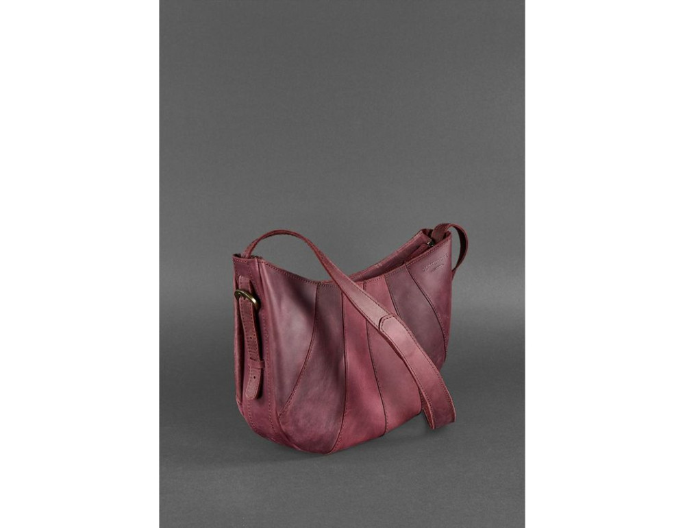 Бордова шкіряна сумка через плече жіноча Blacnote BN-BAG-12-VIN-KR - Фотографія № 3
