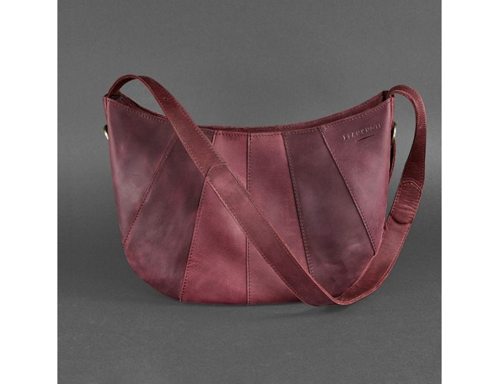Бордова шкіряна сумка через плече жіноча Blacnote BN-BAG-12-VIN-KR - Фотографія № 9