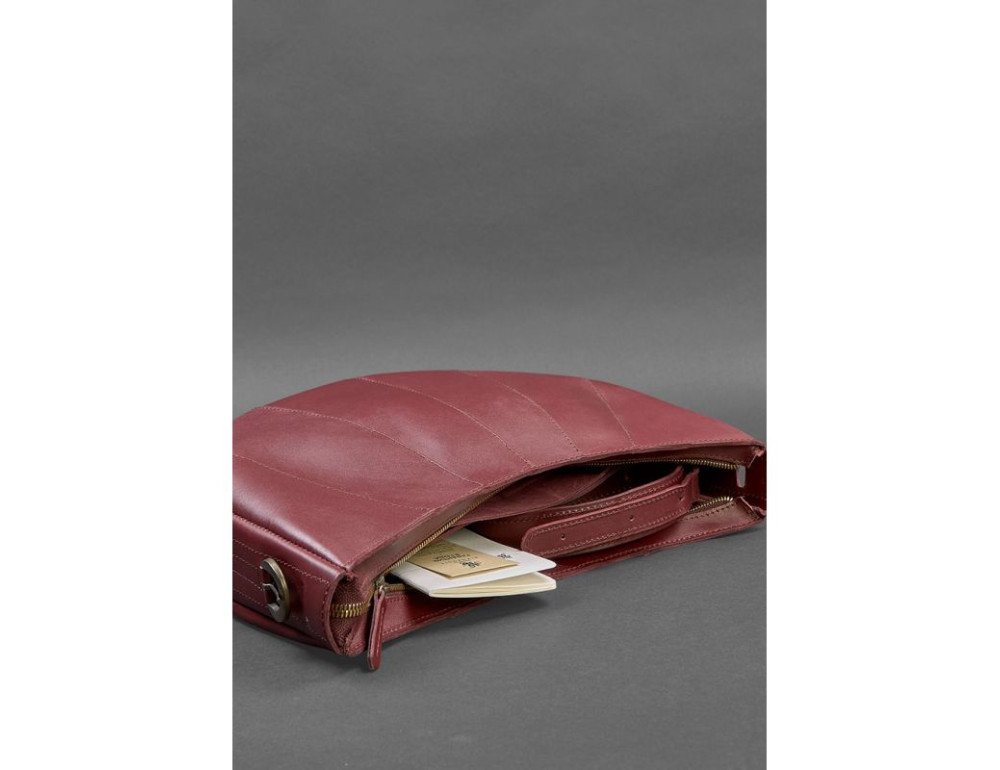 Бордова шкіряна сумка Blancnote BN-BAG-12-VIN - Фотографія № 4