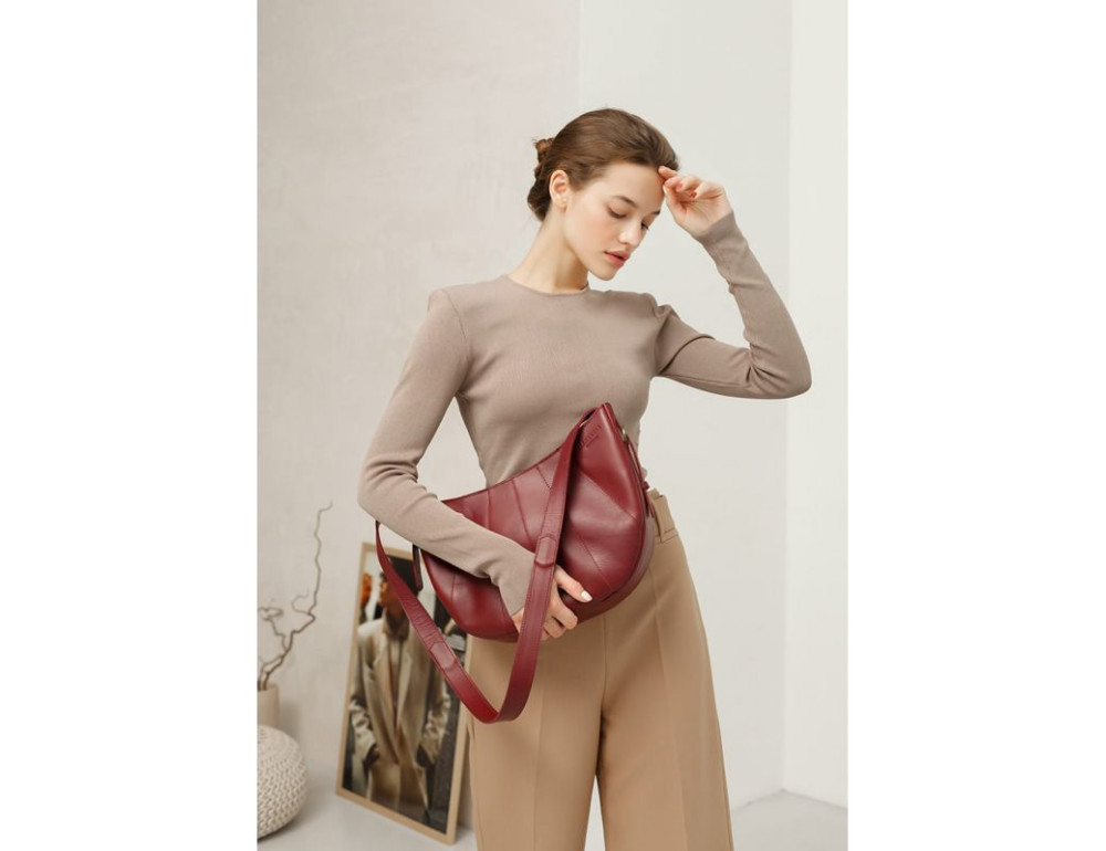 Бордова шкіряна сумка Blancnote BN-BAG-12-VIN - Фотографія № 6