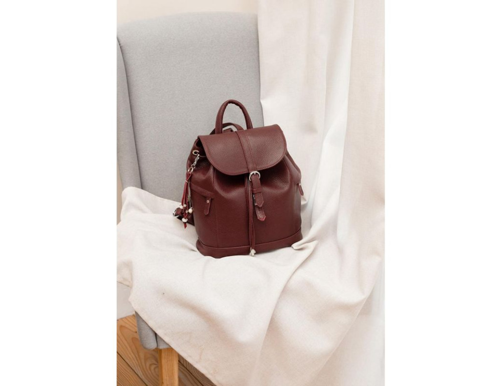 Шкіряний жіночий рюкзак кольору марсала Blanknote BN-BAG-13-MARSALA - Фотографія № 6