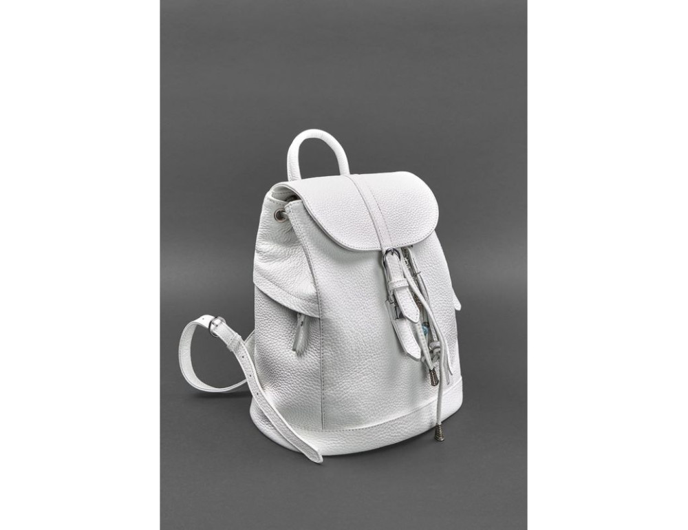 Шкіряний жіночий рюкзак білого кольору Blanknote BN-BAG-13-white - Фотографія № 3