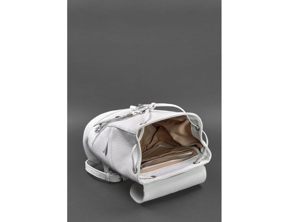 Шкіряний жіночий рюкзак білого кольору Blanknote BN-BAG-13-white - Фотографія № 5