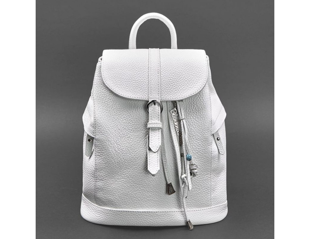 Шкіряний жіночий рюкзак білого кольору Blanknote BN-BAG-13-white - Фотографія № 6