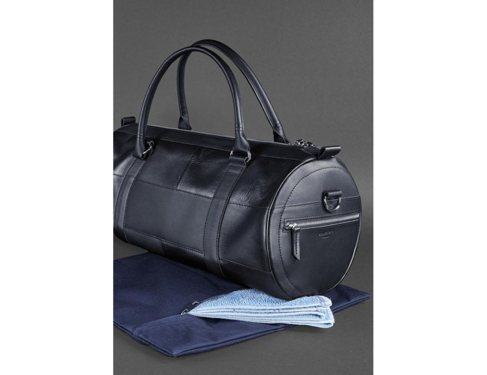 Шкіряна сумка Harper темно-синя краст Blanknote BN-BAG-14-navy-blue - Фотографія № 5