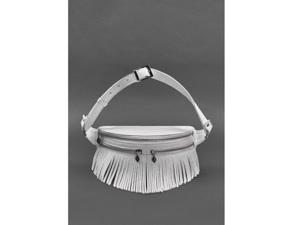 Кожаная женская сумка на пояс Spirit белая BN-BAG-15-white - Фото № 3