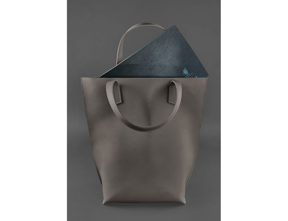 Темно-бежева шкіряна сумка шоппер Blancnote BN-BAG-17-BEIGE - Фотографія № 3