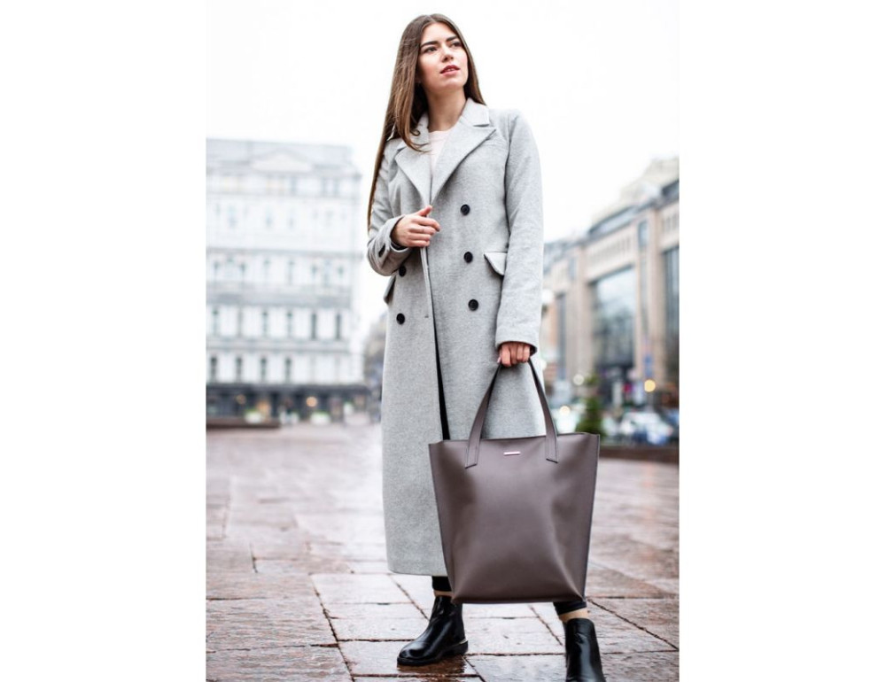 Темно-бежева шкіряна сумка шоппер Blancnote BN-BAG-17-BEIGE - Фотографія № 8
