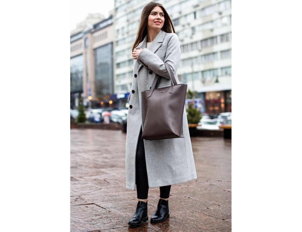 Темно-бежева шкіряна сумка шоппер Blancnote BN-BAG-17-BEIGE - Фотографія № 9