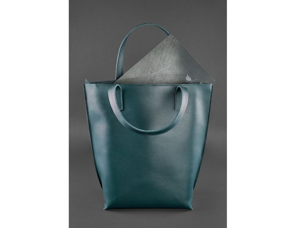 Зелена шкіряна сумка шоппер Blancnote BN-BAG-17-MALACHITE - Фотографія № 3
