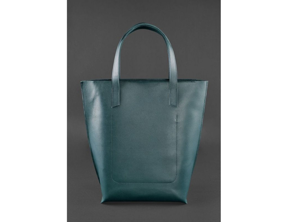 Зелена шкіряна сумка шоппер Blancnote BN-BAG-17-MALACHITE - Фотографія № 4
