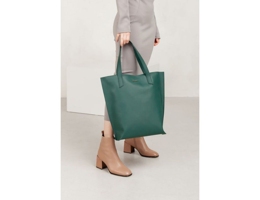 Зелена шкіряна сумка шоппер Blancnote BN-BAG-17-MALACHITE - Фотографія № 8
