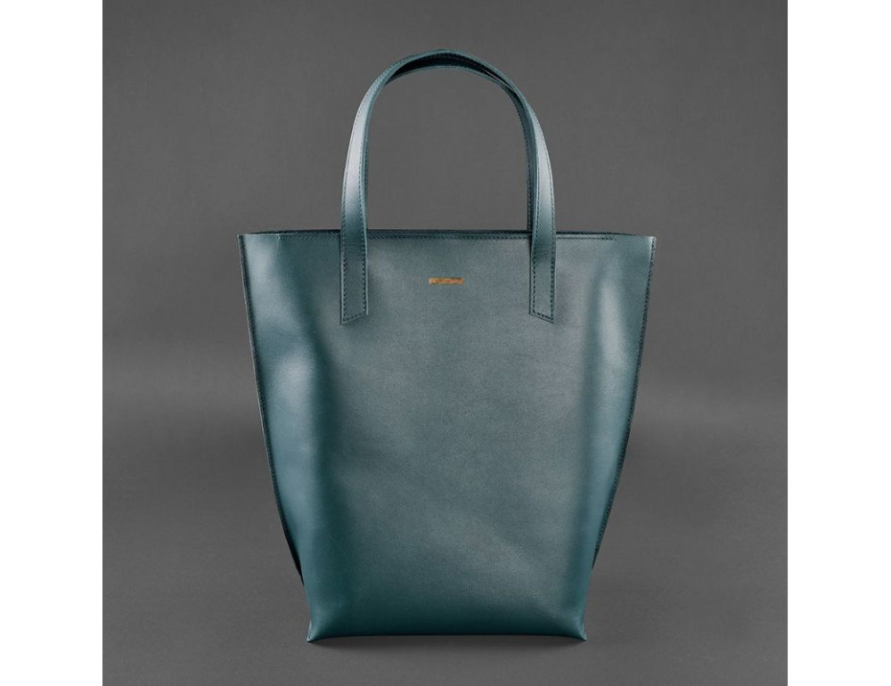 Зелена шкіряна сумка шоппер Blancnote BN-BAG-17-MALACHITE - Фотографія № 10