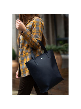 Тёмно-синяя большая кожаная сумка женская BN-BAG-17-NAVY-BLUE