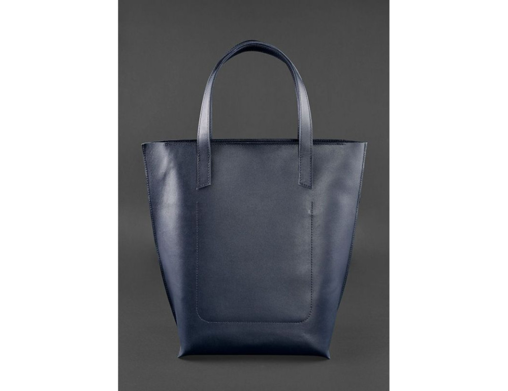 Темно-синя велика шкіряна сумка жіноча BN-BAG-17-NAVY-BLUE - Фотографія № 3