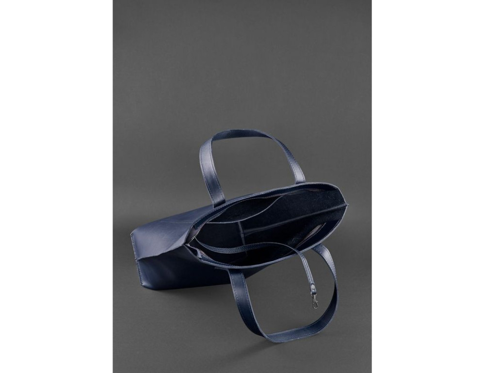 Темно-синя велика шкіряна сумка жіноча BN-BAG-17-NAVY-BLUE - Фотографія № 6