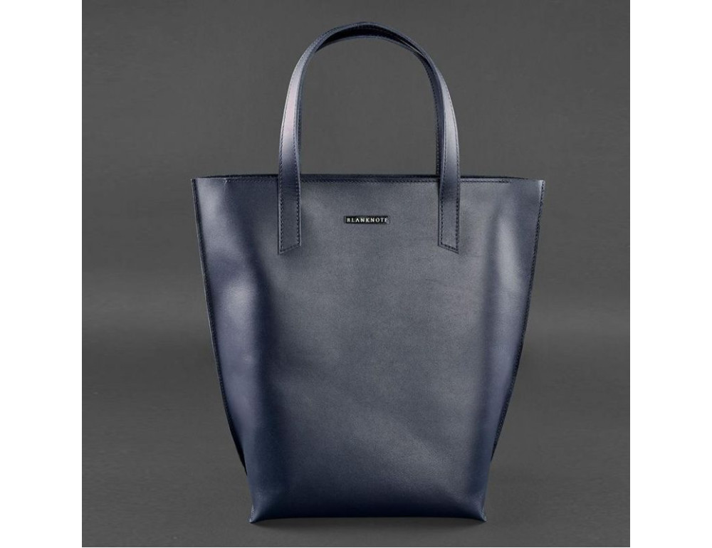 Темно-синя велика шкіряна сумка жіноча BN-BAG-17-NAVY-BLUE - Фотографія № 10