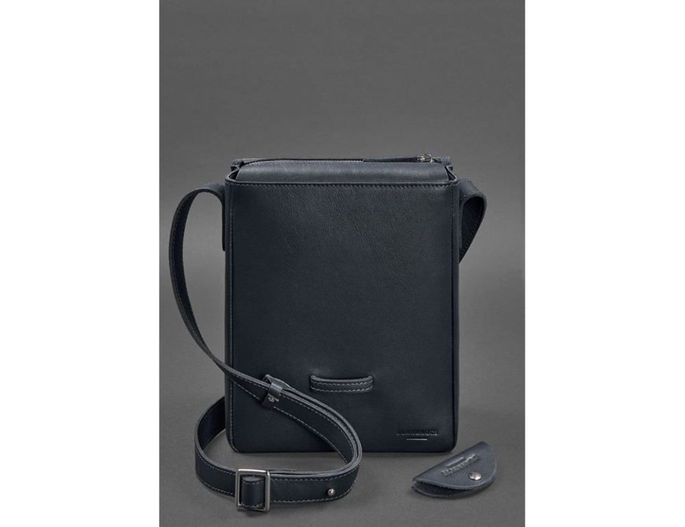 Чоловіча шкіряна сумка-месенджер Esquire синя Blanknote BN-BAG-18-navy-blue - Фотографія № 5