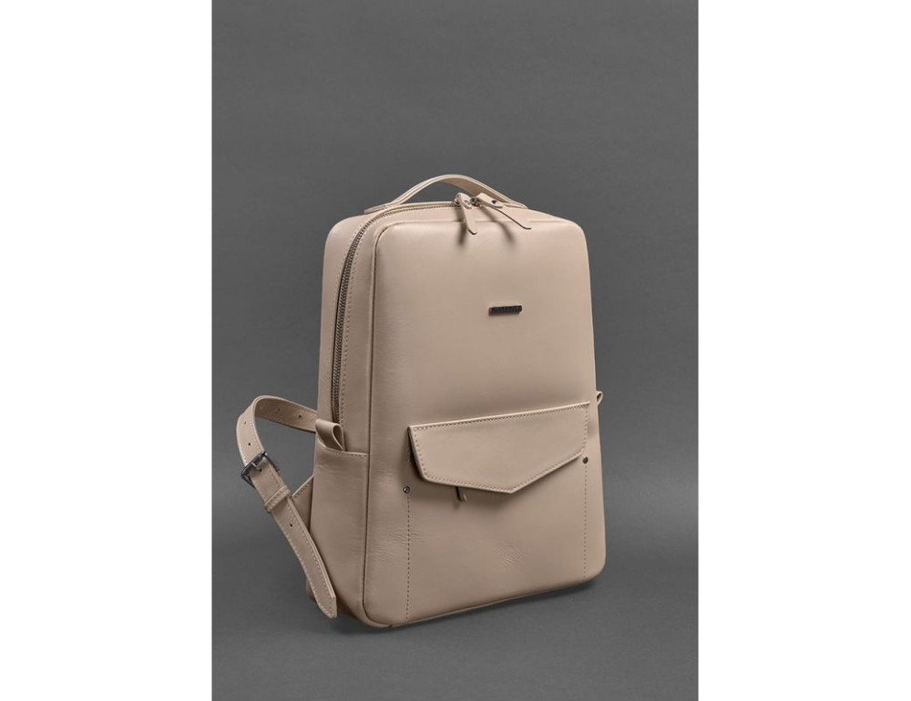 Шкіряний жіночий рюкзак на блискавці Cooper світло-бежевий краст BN-BAG-19-light-beige - Фотографія № 2
