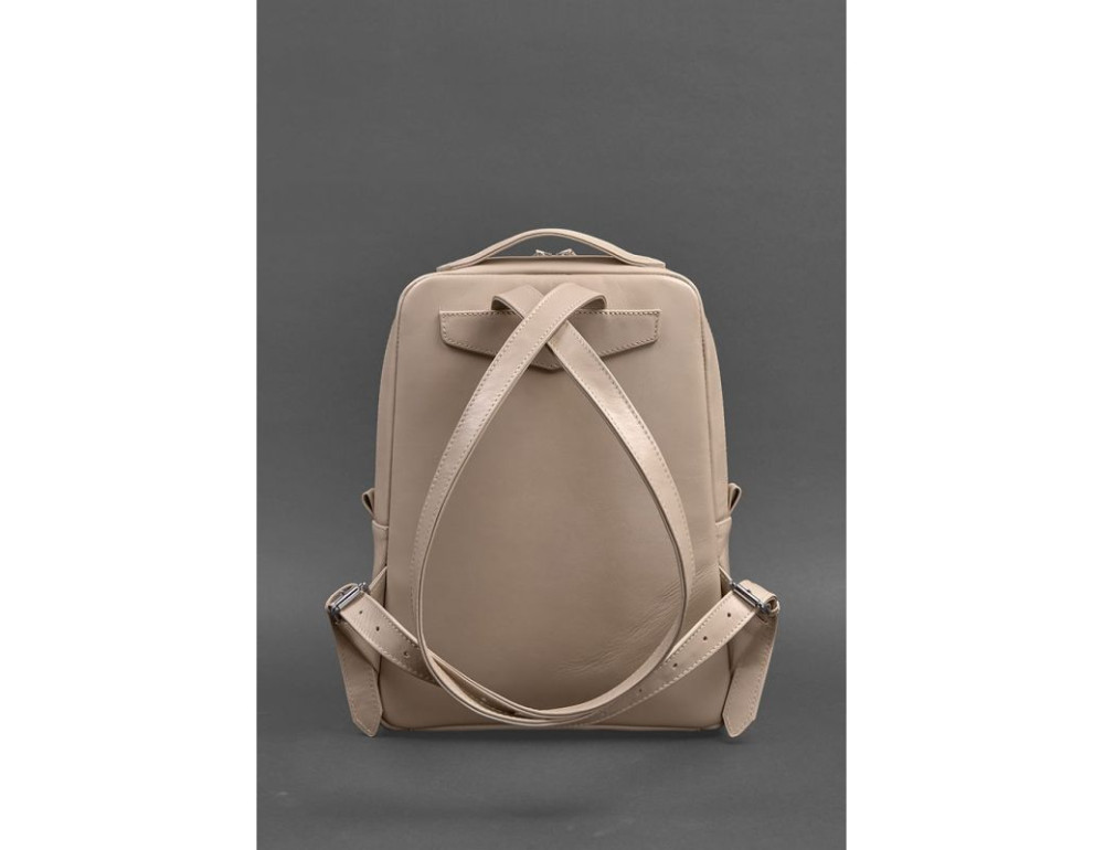 Шкіряний жіночий рюкзак на блискавці Cooper світло-бежевий краст BN-BAG-19-light-beige - Фотографія № 3