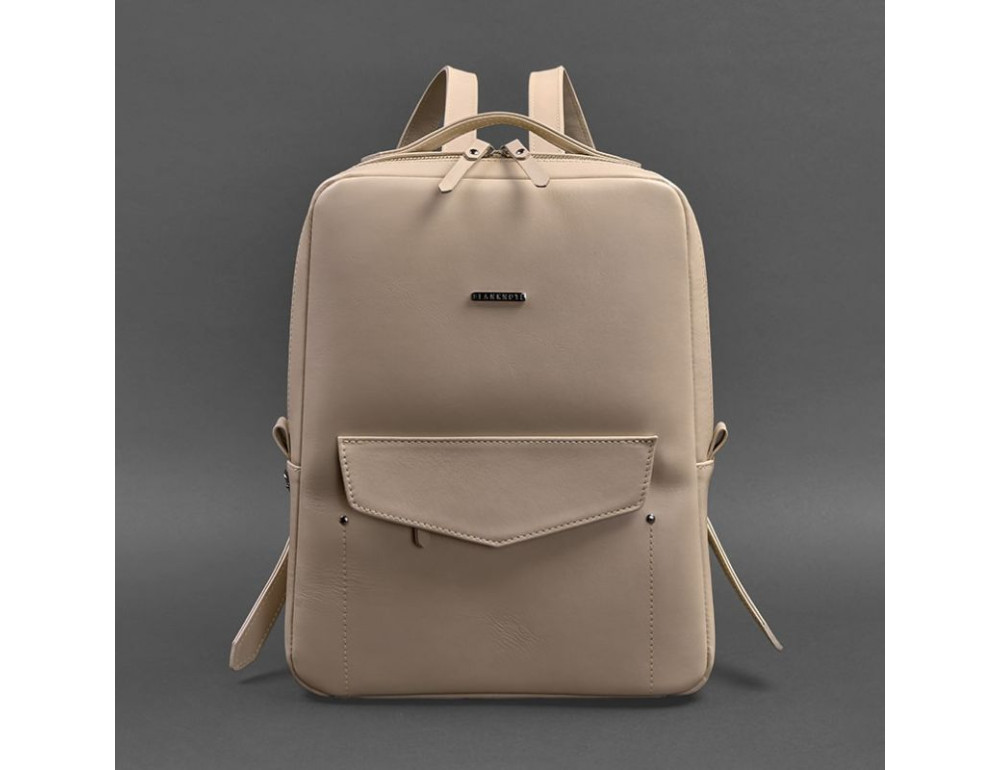 Шкіряний жіночий рюкзак на блискавці Cooper світло-бежевий краст BN-BAG-19-light-beige - Фотографія № 5
