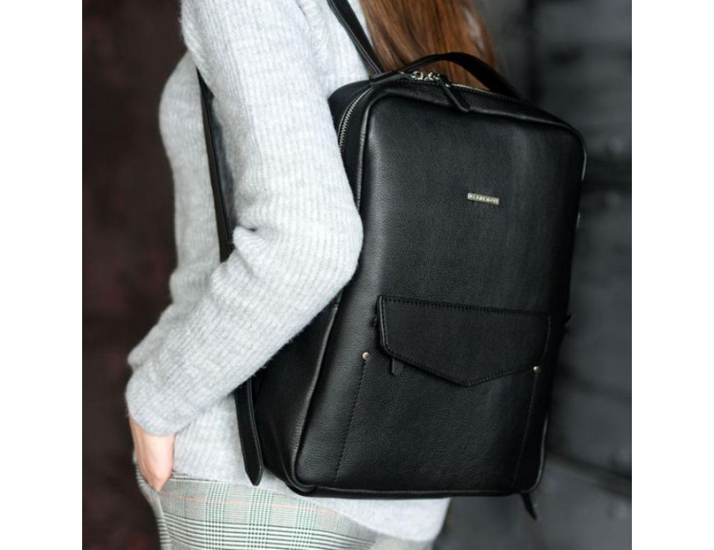 Шкіряний жіночий рюкзак чорного кольору Blanknote НУАР BN-BAG-19-NOIR - Фотографія № 7