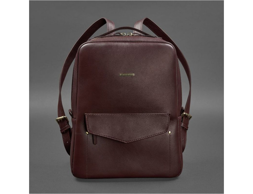 Бордовий жіночий рюкзак з телячої шкіри Blancnote BN-BAG-19-VIN - Фотографія № 8