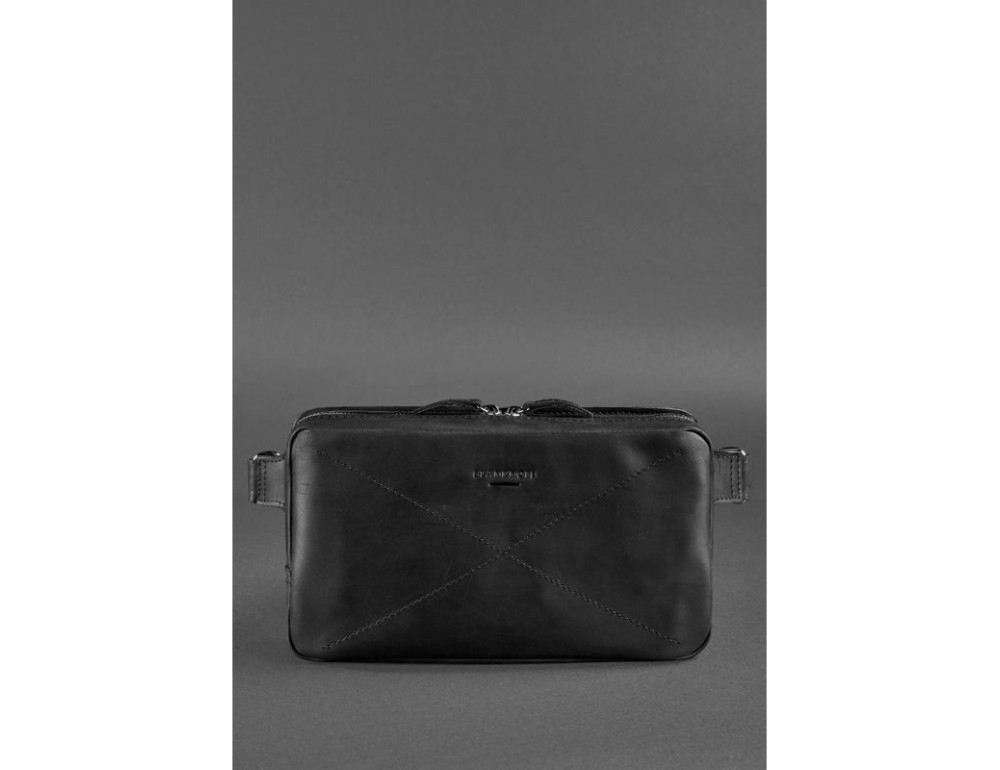 Чорна шкіряна сумка на пояс середня Blancnote BN-BAG-20-G-KR - Фотографія № 2