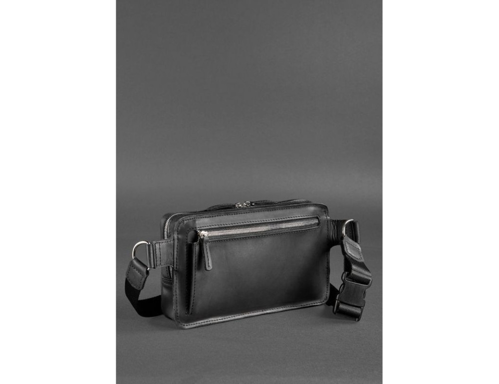Чорна шкіряна сумка на пояс середня Blancnote BN-BAG-20-G-KR - Фотографія № 6
