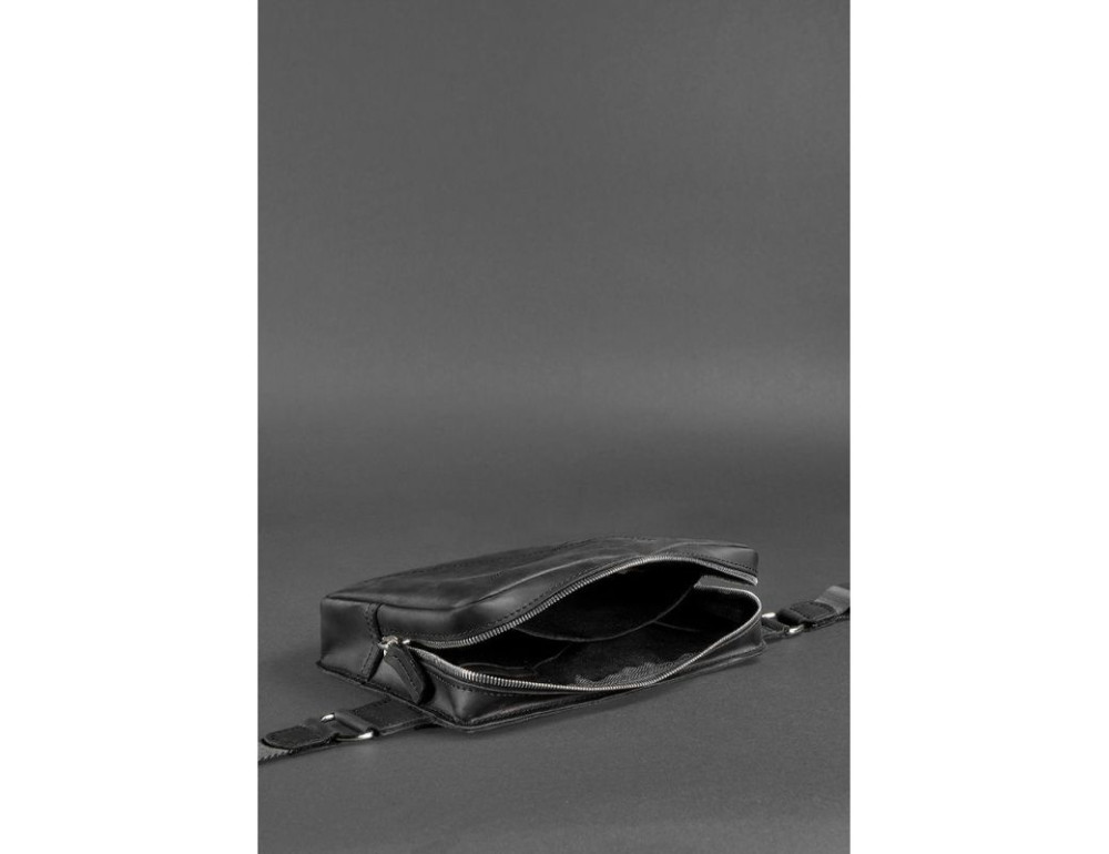 Чорна шкіряна сумка на пояс середня Blancnote BN-BAG-20-G-KR - Фотографія № 7