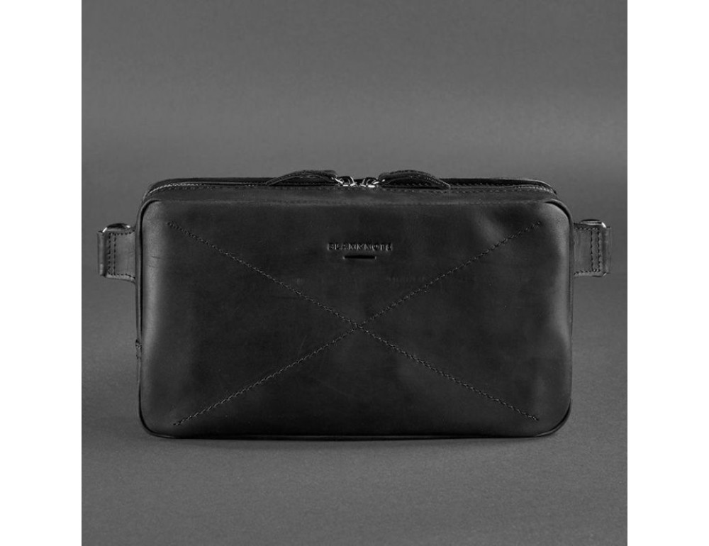 Чорна шкіряна сумка на пояс середня Blancnote BN-BAG-20-G-KR - Фотографія № 10