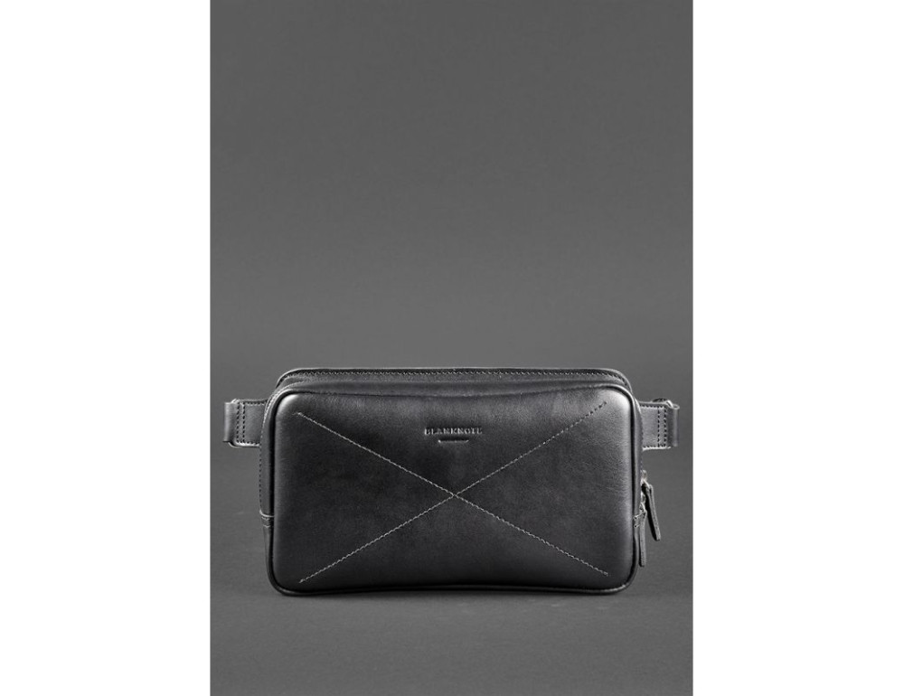 Чорна шкіряна сумка на пояс середня Blancnote BN-BAG-20-G - Фотографія № 2