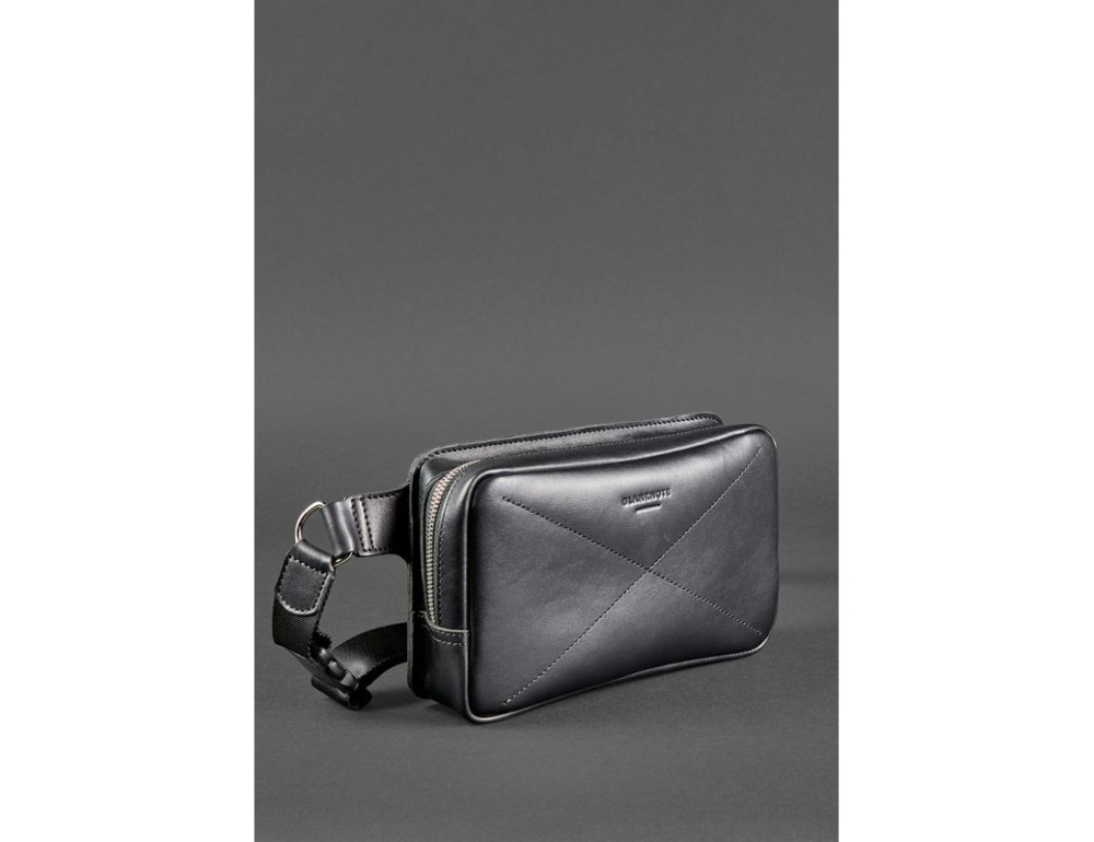 Чорна шкіряна сумка на пояс середня Blancnote BN-BAG-20-G - Фотографія № 3