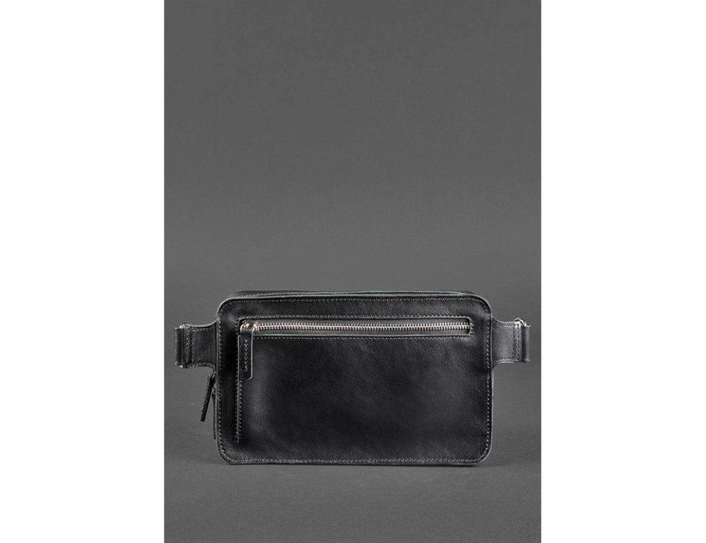 Чорна шкіряна сумка на пояс середня Blancnote BN-BAG-20-G - Фотографія № 4