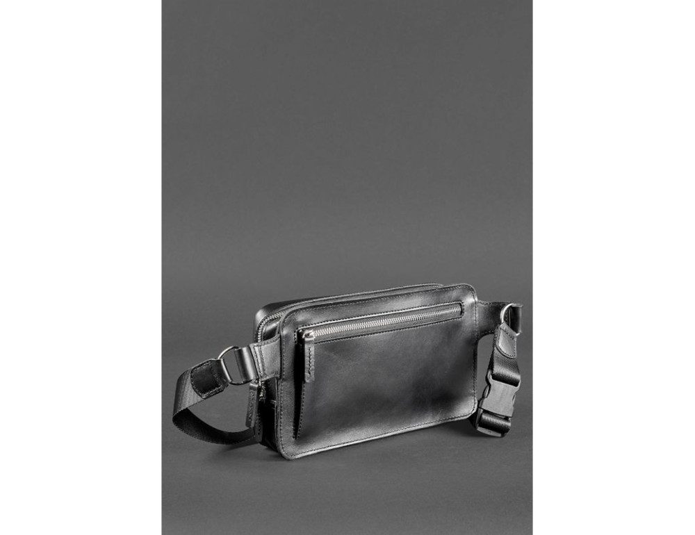 Чорна шкіряна сумка на пояс середня Blancnote BN-BAG-20-G - Фотографія № 5