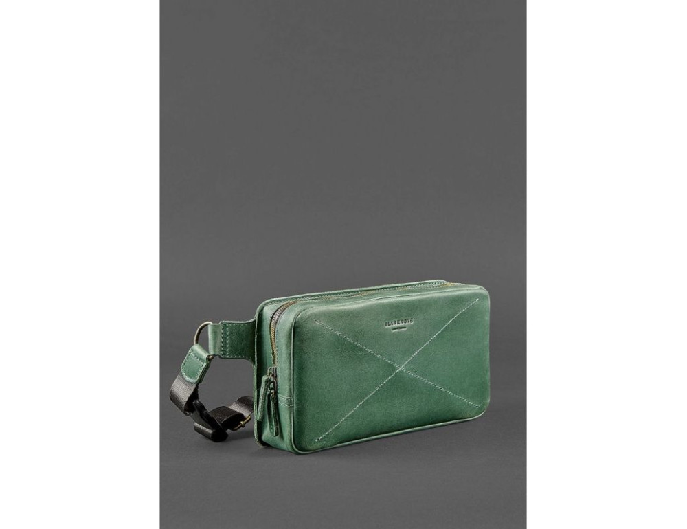 Зелена шкіряна сумка на пояс Crazy Hourse Blancnote BN-BAG-20-IZ - Фотографія № 3