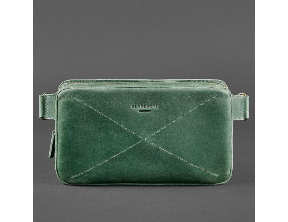 Зелена шкіряна сумка на пояс Crazy Hourse Blancnote BN-BAG-20-IZ - Фотографія № 10