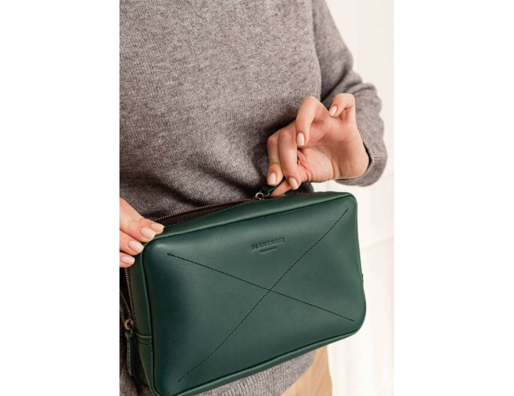 Зелена шкіряна сумка на пояс Blancnote BN-BAG-20-MALACHITE - Фотографія № 9