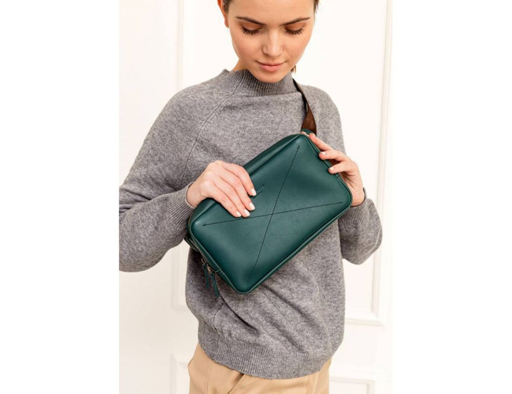 Зелена шкіряна сумка на пояс Blancnote BN-BAG-20-MALACHITE - Фотографія № 10
