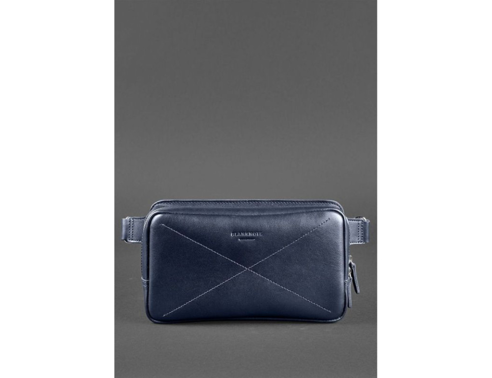Темно-синя шкіряна сумка на пояс Blanknote BN-BAG-20-navy-blue - Фотографія № 2